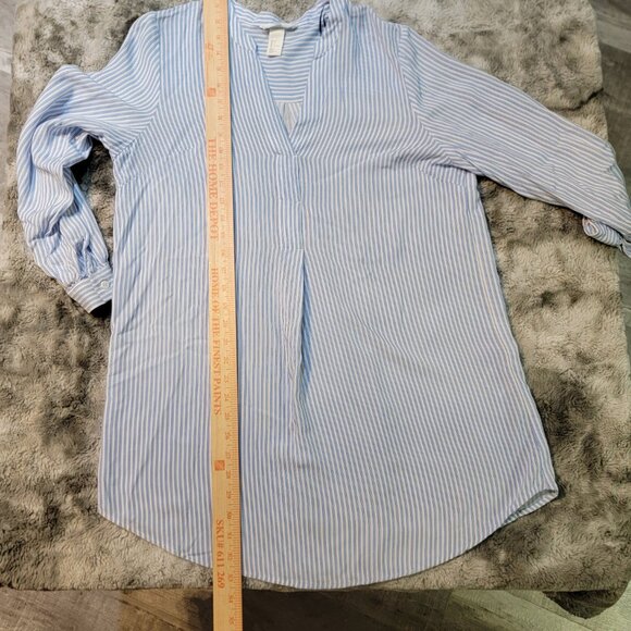 H&M Womens Blue and White Striped Tunic Size 2 100% Viscose - Picture 15 of 15